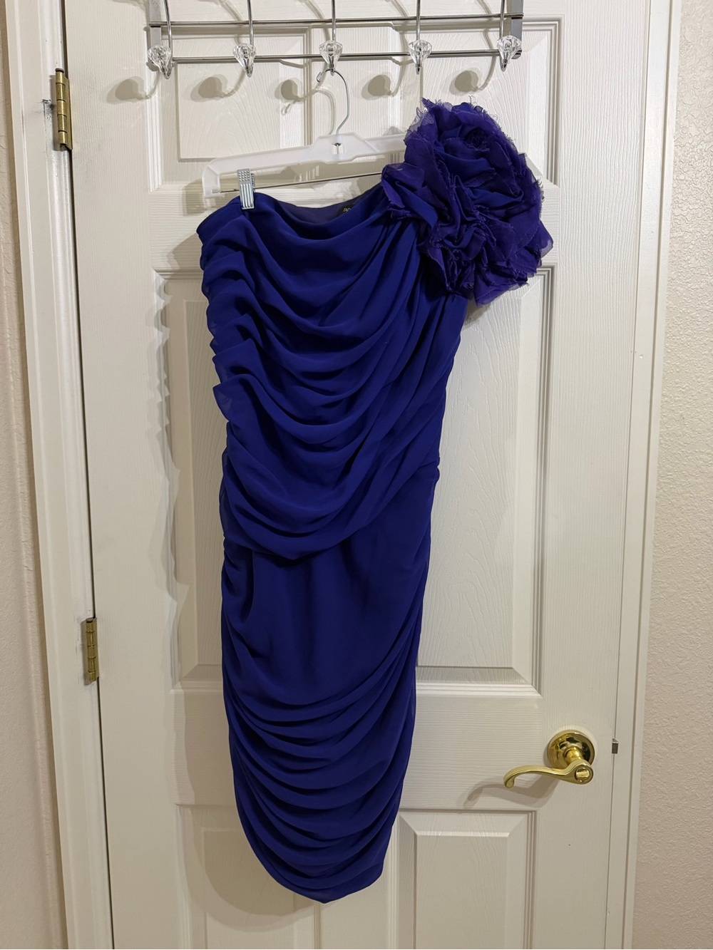Tadashi Shoji Purple Flower Bow One Shoulder Midi Dress Wedding Guest
